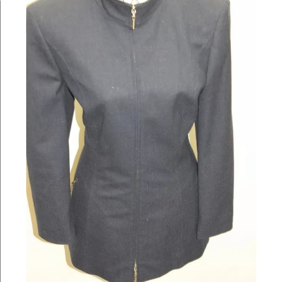 Vintage ESCADA Women Mandarin Collar Blazer Jacket Sz 40 Wool Germany Black - Picture 9 of 10